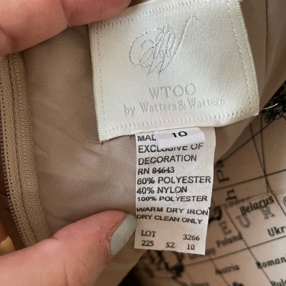 Taffeta Cutout Keyhole Mocha Puffy Pleated Draped Coquette Flare Evening Formal - Picture 6 of 7